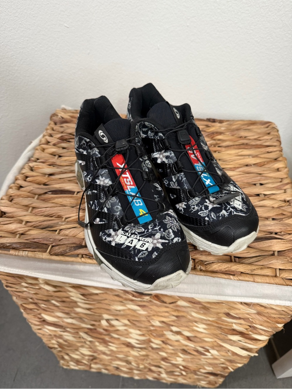 Salomon Black Floral-Print Trail Sneakers with Quicklace
